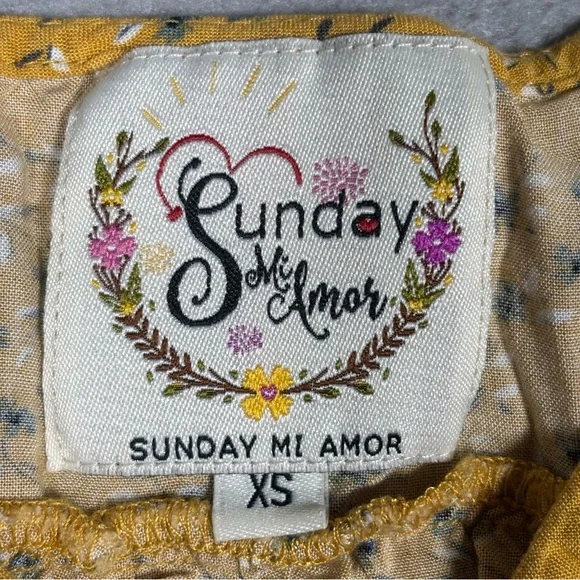 Sunday Mi Amor Floral Sun Dress Women's X-Small Yellow Floral Print Spring - Picture 2 of 11